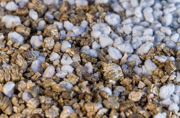 Close up Pumice pebbles  on blacl background