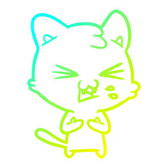 cold gradient line drawing cartoon cat hissing