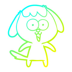 cold gradient line drawing cute cartoon dog