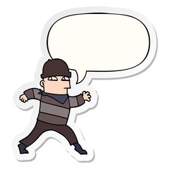 cartoon thief and speech bubble sticker