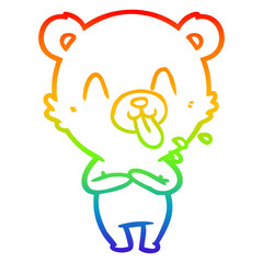 rainbow gradient line drawing rude cartoon bear