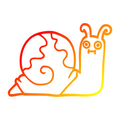 warm gradient line drawing cartoon snail