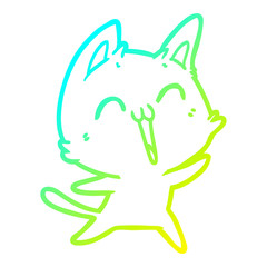 cold gradient line drawing happy cartoon cat