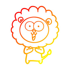 warm gradient line drawing happy cartoon lion
