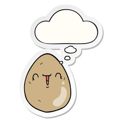 cartoon egg and thought bubble as a printed sticker