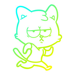 cold gradient line drawing bored cartoon cat
