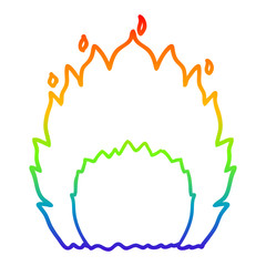 rainbow gradient line drawing cartoon fire