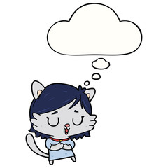 cartoon cat girl and thought bubble