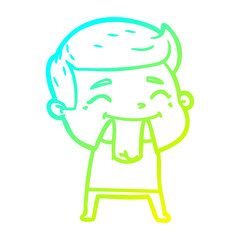 cold gradient line drawing happy cartoon man