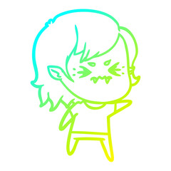 cold gradient line drawing annoyed cartoon vampire girl