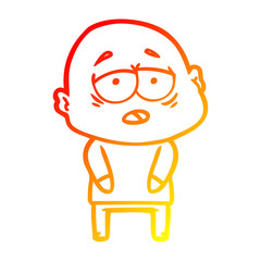 warm gradient line drawing cartoon tired bald man