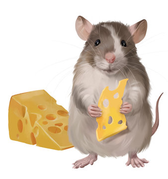 Mouse and large pieces of cheese