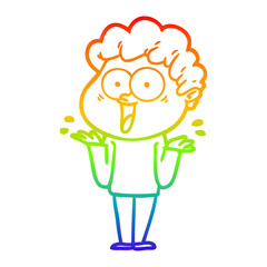 rainbow gradient line drawing cartoon happy man