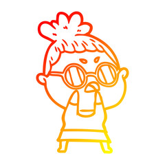 warm gradient line drawing cartoon annoyed woman