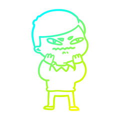 Obraz premium cold gradient line drawing cartoon angry man