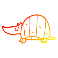 warm gradient line drawing cartoon armadillo