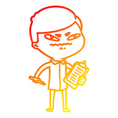 warm gradient line drawing cartoon angry man