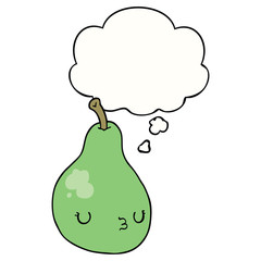 cartoon pear and thought bubble