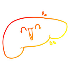 warm gradient line drawing cartoon liver