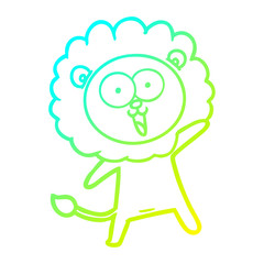 cold gradient line drawing happy cartoon lion