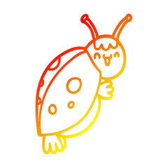 warm gradient line drawing cute cartoon ladybug
