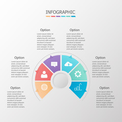 Circle step infographic information business data, 6 option, icon, vector eps10