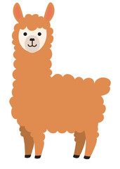 Brown smiling cute lama cartoon flat character design. © keepdoodling