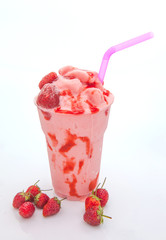 Strawberry smoothie, healthy blended fruit drink