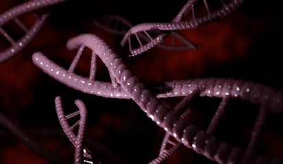 3D rendering deoxyribonucleic acid, a self-replicating material present in nearly all living organisms as the main constituent of chromosomes. It is the carrier of genetic information. © ketkata