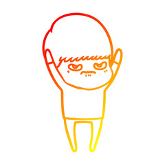 warm gradient line drawing angry cartoon boy