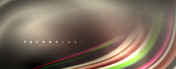 Fluid color swirls on black. Modern background with trendy design