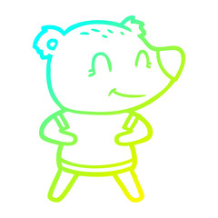 cold gradient line drawing friendly bear cartoon