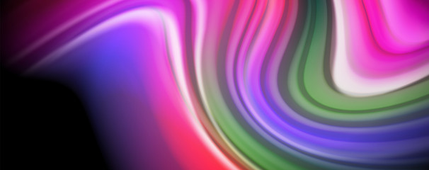 Fluid liquid color wave lines, glowing colorful light effect, abstract composition template. Geometric technology abstract pattern. Movement concept