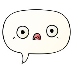 cute cartoon face and speech bubble in smooth gradient style
