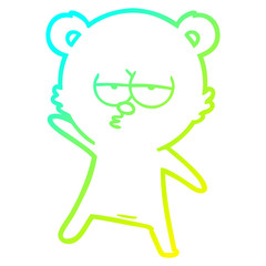 cold gradient line drawing bored bear cartoon
