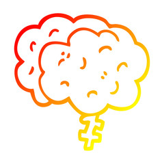 warm gradient line drawing cartoon brain