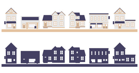 街並み（家、ショップ）シルエットセット