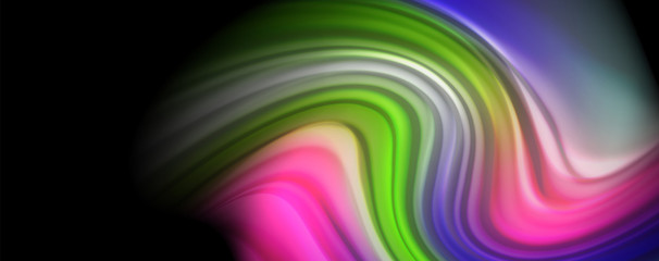 Obraz premium Fluid liquid color wave lines, glowing colorful light effect, abstract composition template. Geometric technology abstract pattern. Movement concept