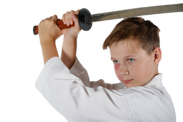 Fototapeta na wymiar Teenage boy doing martial arts
