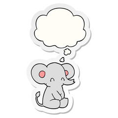 cute cartoon elephant and thought bubble as a printed sticker
