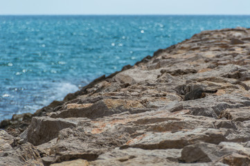 Landmark of Sitges beach in Barcelona, Catalonia, Spain.