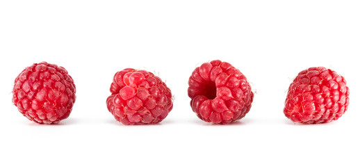 ripe raspberry set isolated on white background