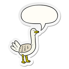 cartoon bird and speech bubble sticker