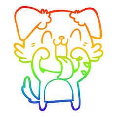 rainbow gradient line drawing cartoon panting dog
