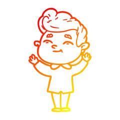 warm gradient line drawing happy cartoon man