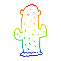 rainbow gradient line drawing cartoon cactus