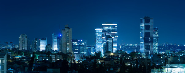 Ramat Gan And Bnei Brak Skyline At Night, Israel