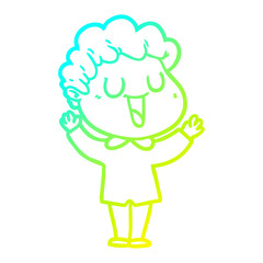 cold gradient line drawing laughing cartoon man