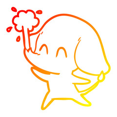 warm gradient line drawing cute cartoon elephant spouting water