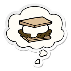 smore cartoon and thought bubble as a printed sticker